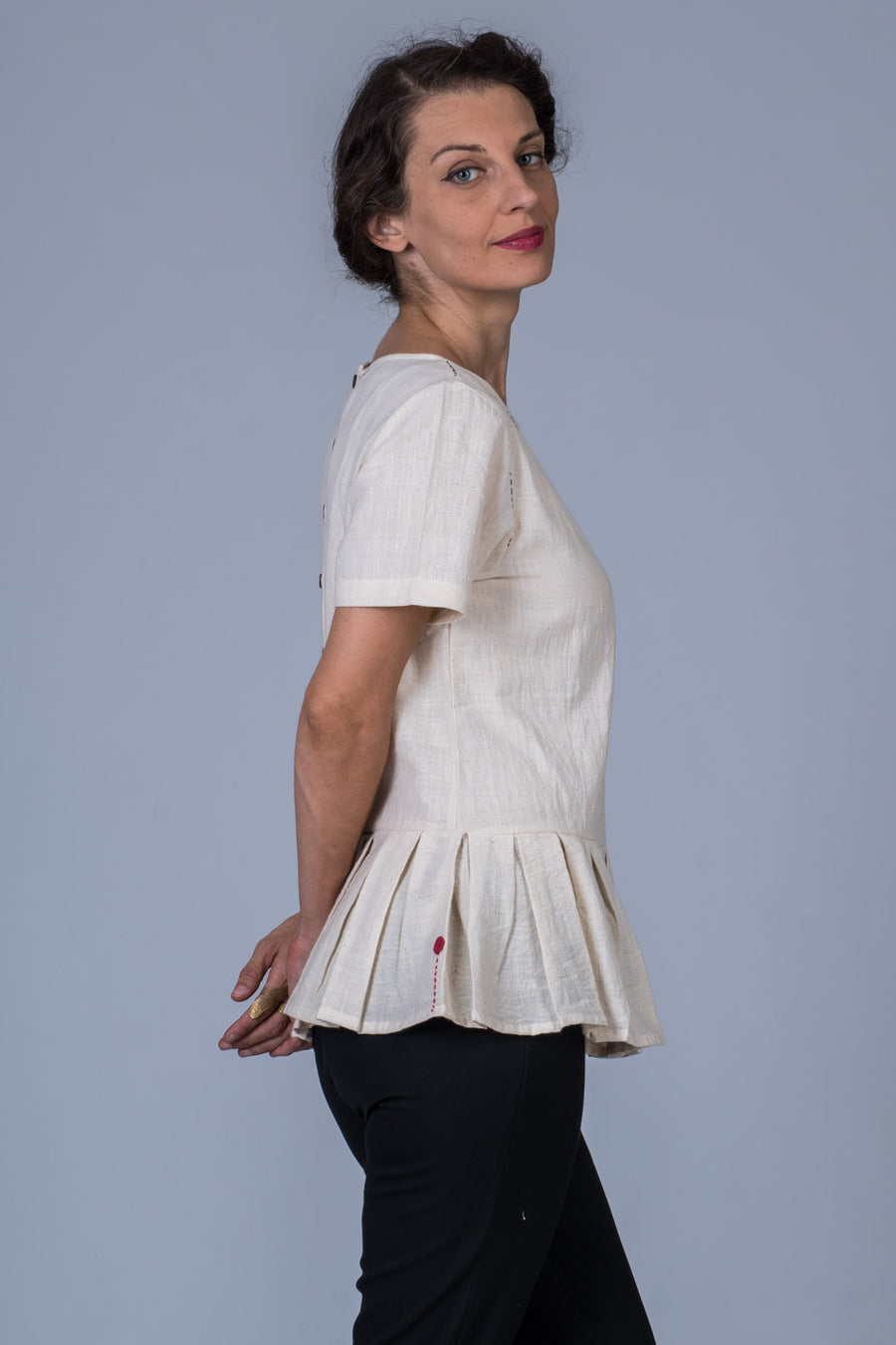 Off White Desi Cotton Top - WHY - Upasana Design Studio