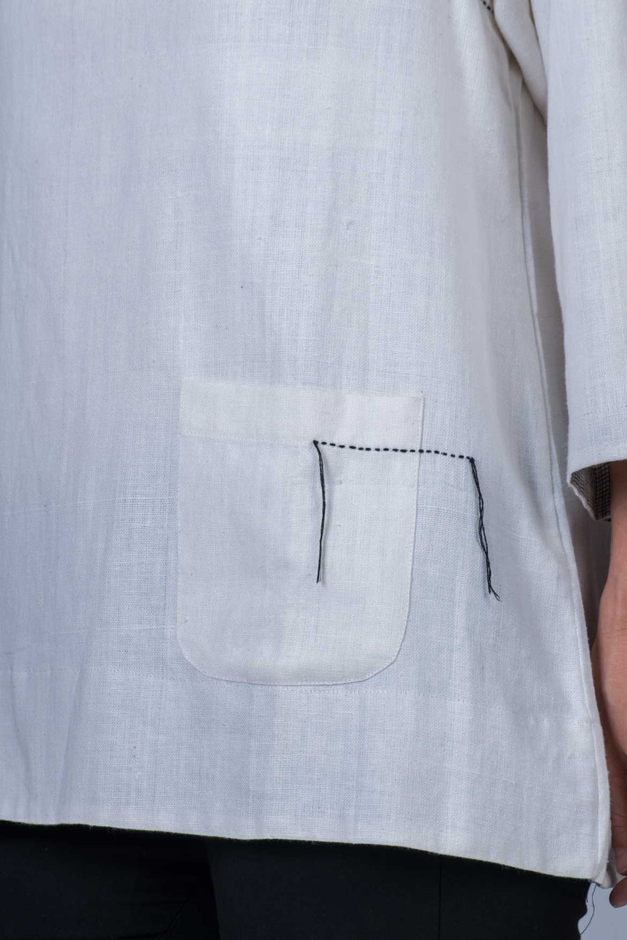 White Khadi Long Top - PARI - Upasana Design Studio