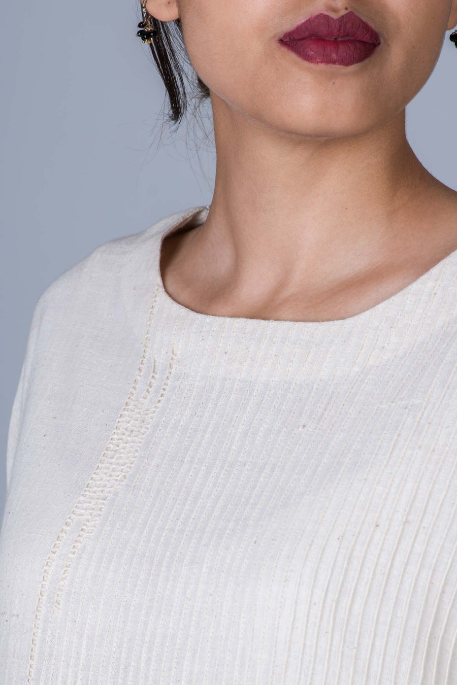 Off White Desi Cotton Dress - KARL - Upasana Design Studio