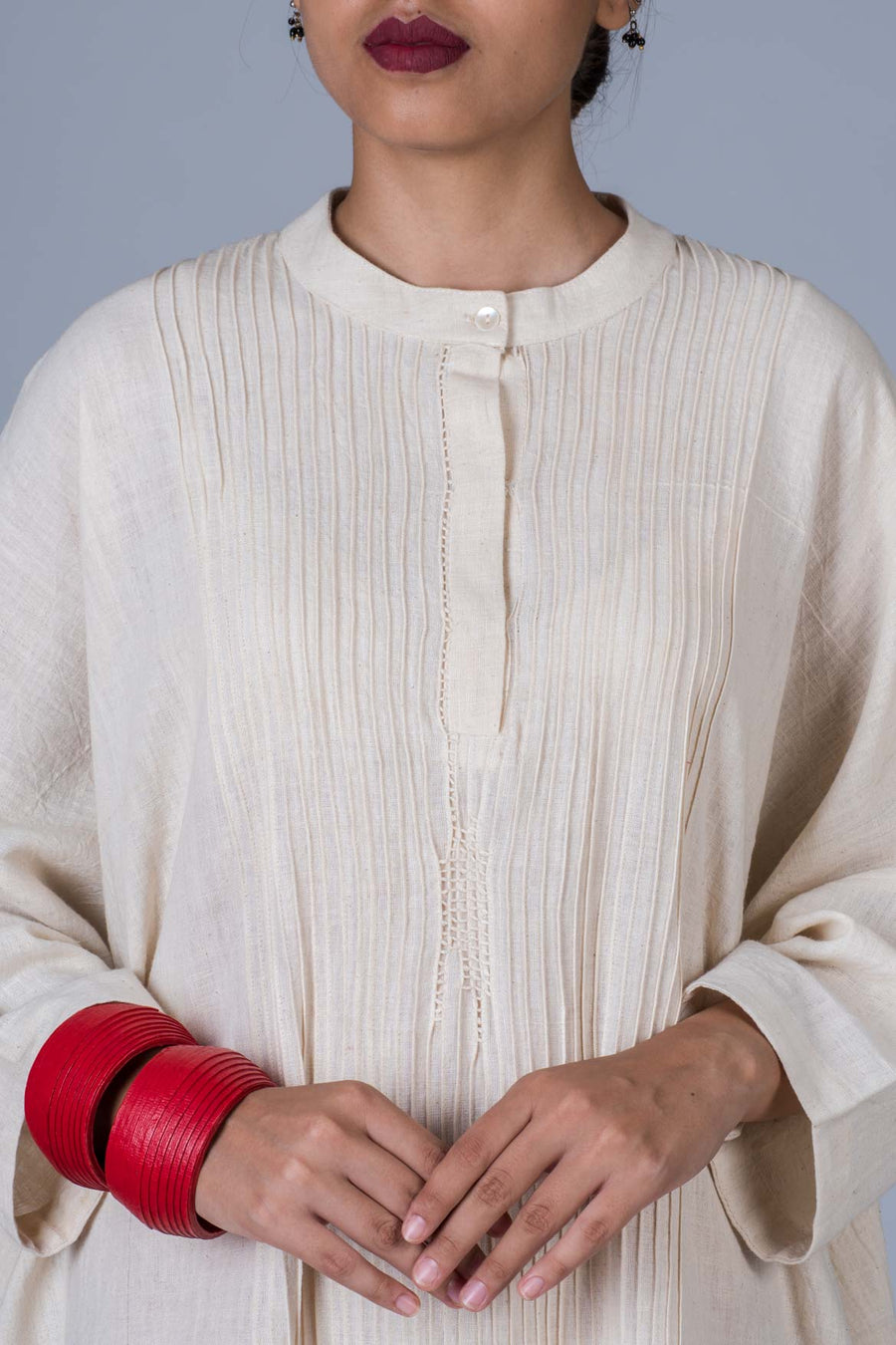 Off White Desi Cotton Dress - MUKTA - Upasana Design Studio