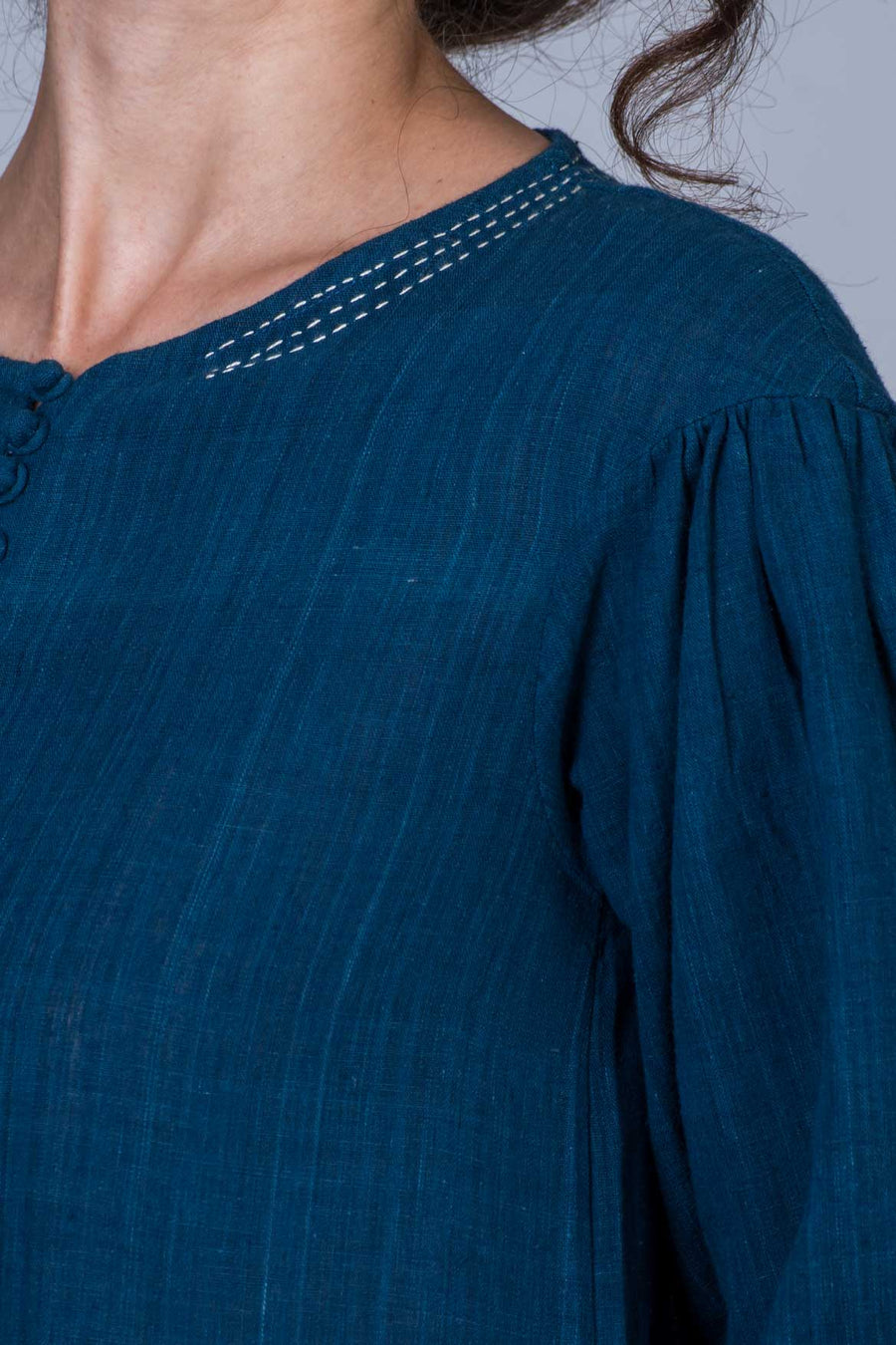 Indigo Dyed Handwoven Top - WHICH