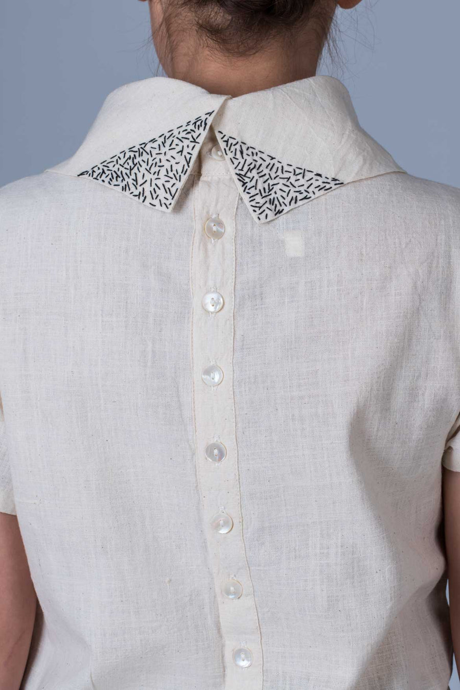 Off-white Desi Khadi Emboidered Top - WHEN - Upasana Design Studio