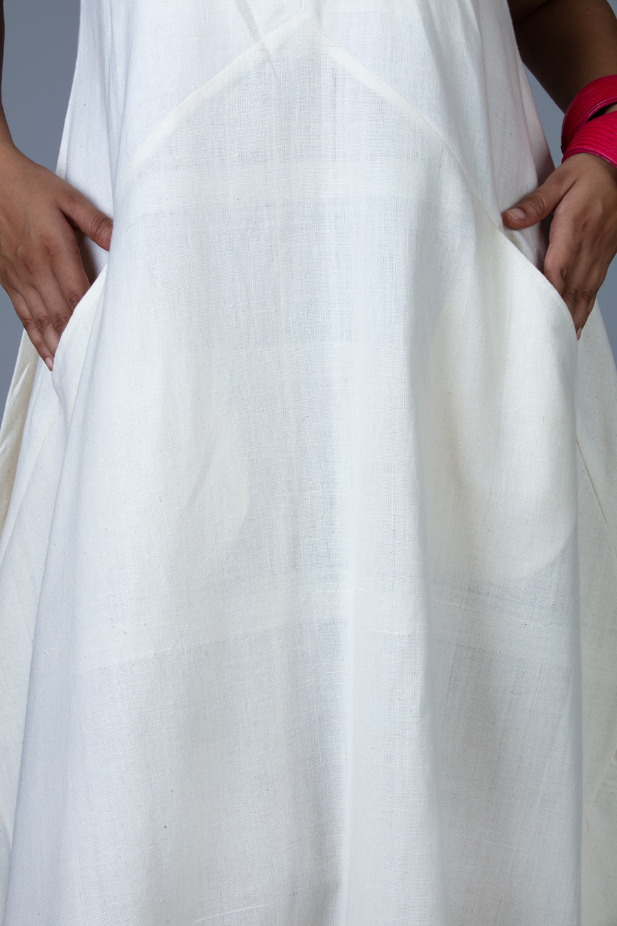 White Khadi Dress - INES - Upasana Design Studio