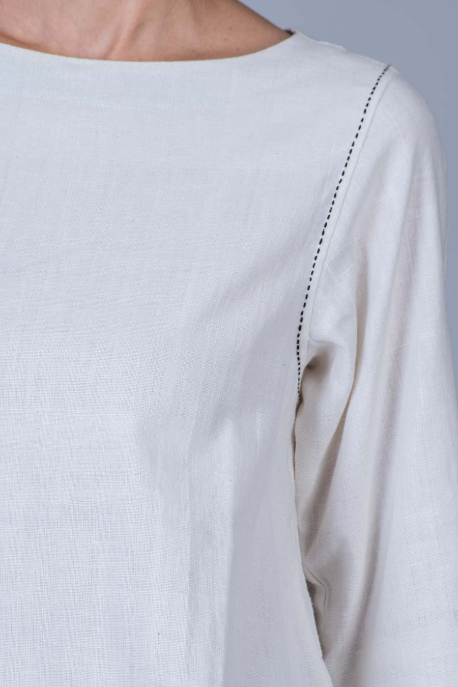 White Khadi Long Top - PARI - Upasana Design Studio