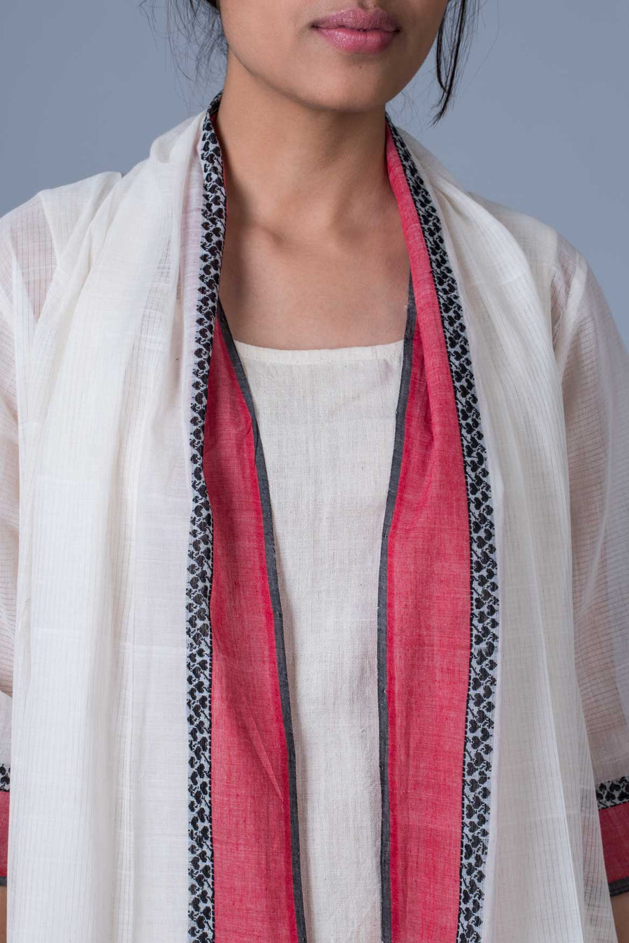 Off White Organic Cotton Jacket - CALLIGRAPHY - Upasana Design Studio
