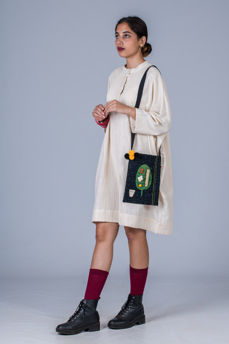 Off White Desi Cotton Dress - MUKTA - Upasana Design Studio