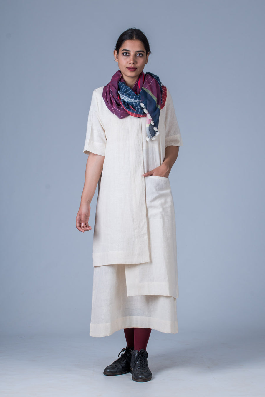 Off white Desi Cotton Dress - SANGYA - Upasana Design Studio