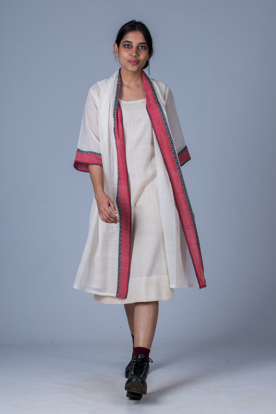 Off White Organic Cotton Jacket - CALLIGRAPHY - Upasana Design Studio