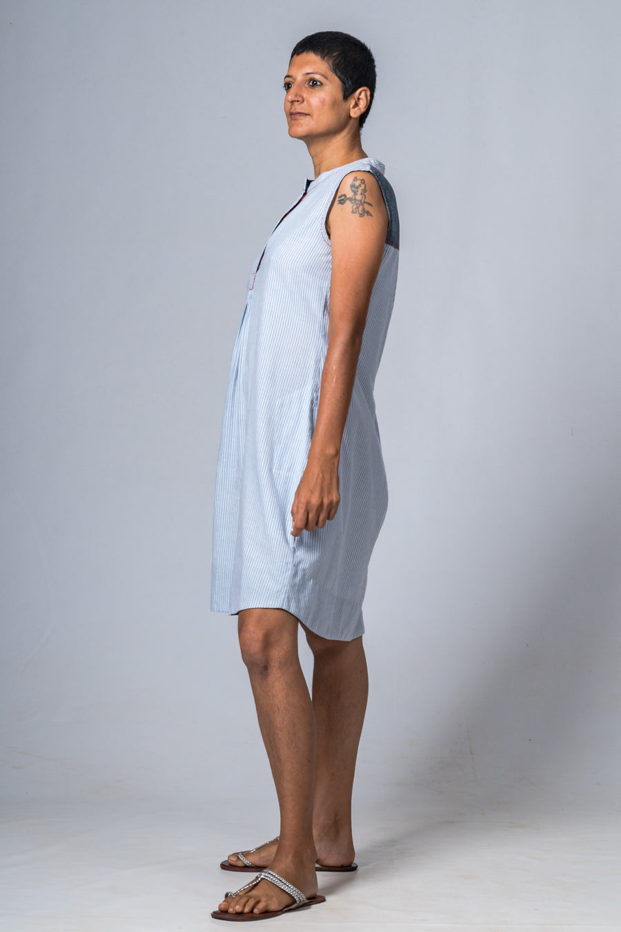 RAGA-BLUE ORGANIC COTTON CHECKED DRESS