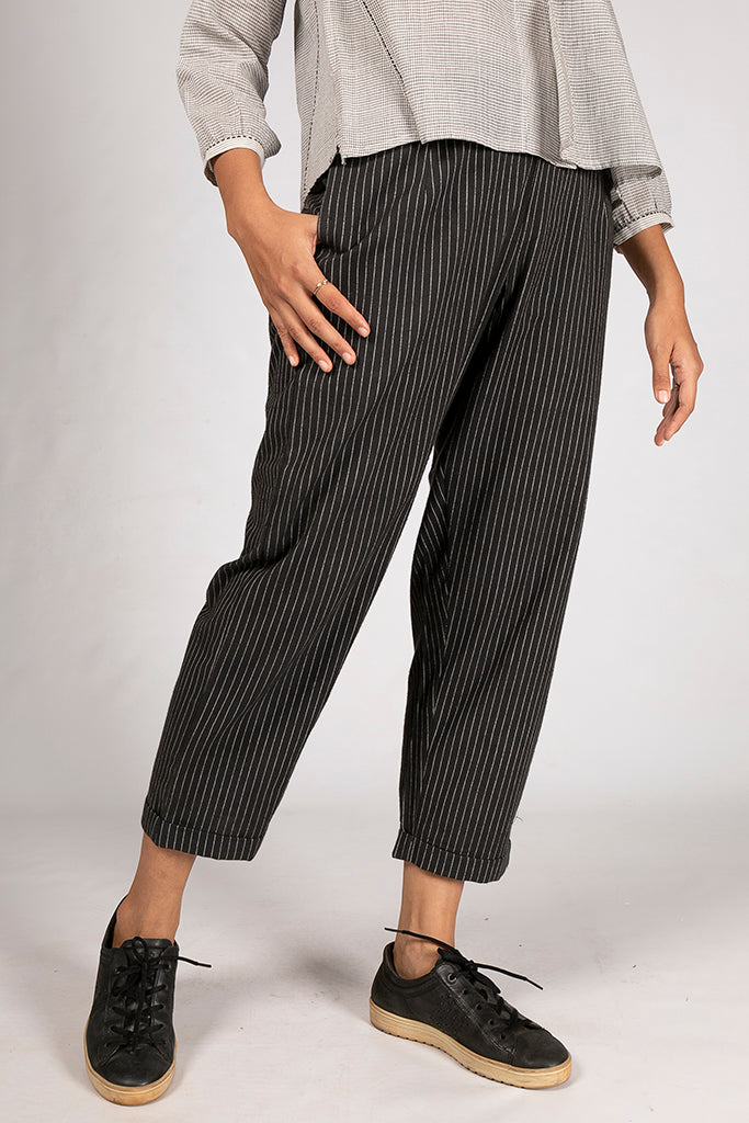 Black Organic Cotton Striped Bottom - VIBA - Upasana Design Studio