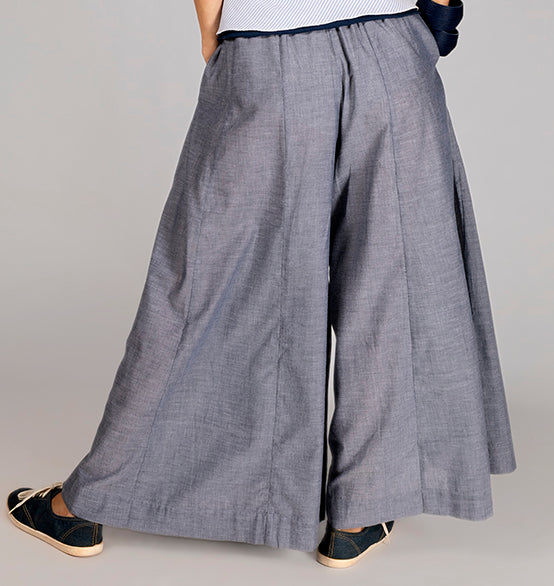 Blue Organic Cotton Plain Bottom - PALAZZO - Upasana Design Studio