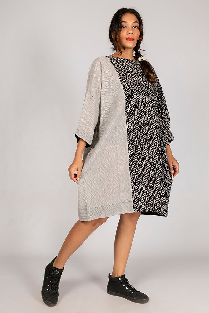 Black Organic Cotton Dress - SAINA - Upasana Design Studio