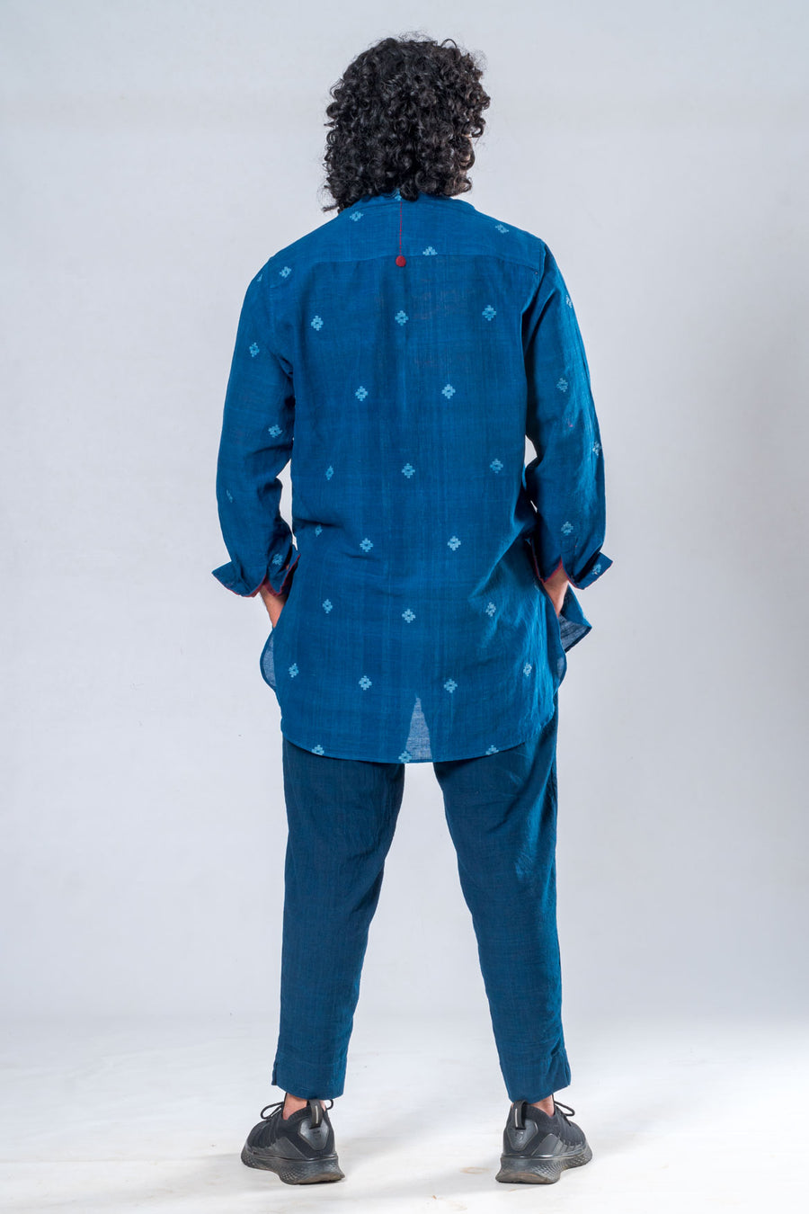 Set of 2- Indigo Hand Spun Jamdhani Khadi Shirt & Khadi Pant