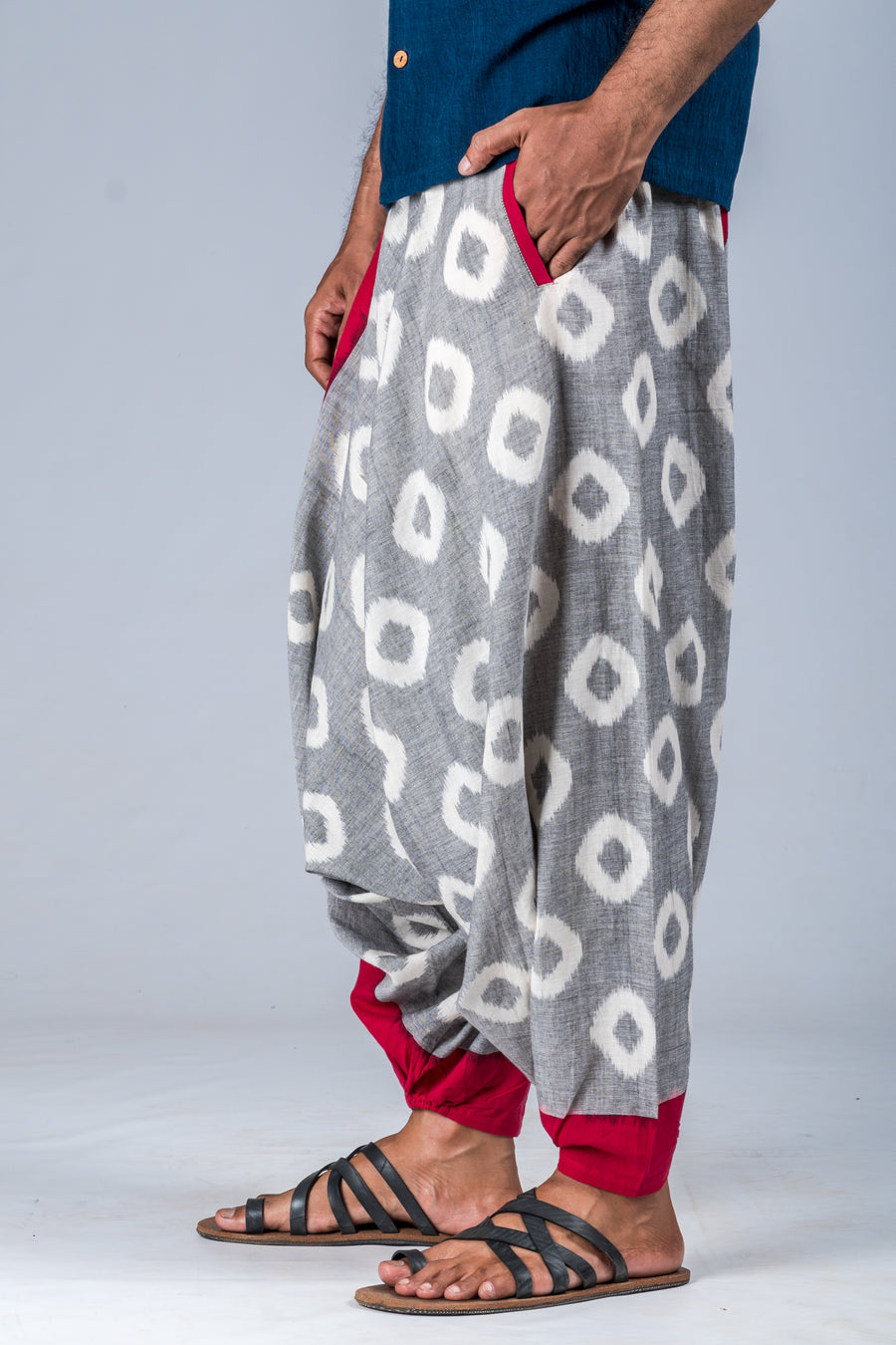 Red and Grey Ikat - Turkish Pant