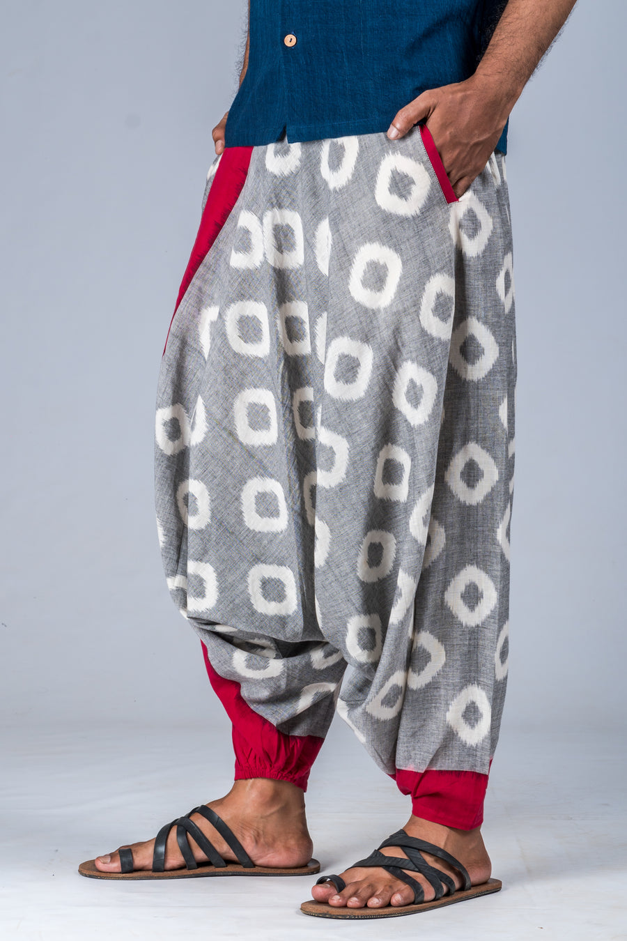 Red and Grey Ikat - Turkish Pant