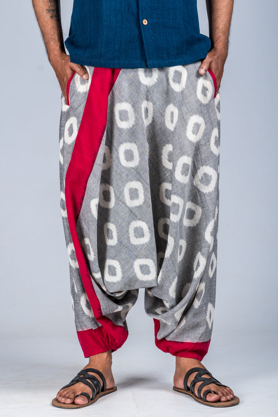 Red and Grey Ikat - Turkish Pant
