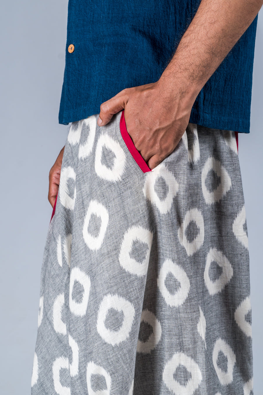 Red and Grey Ikat - Turkish Pant
