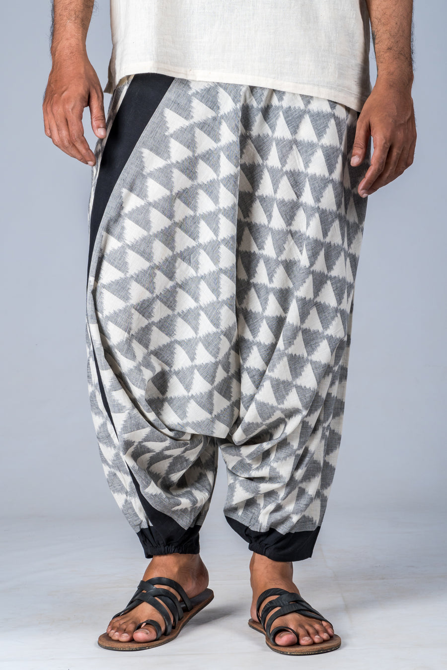 White and Grey Ikat Triangles - Turkish