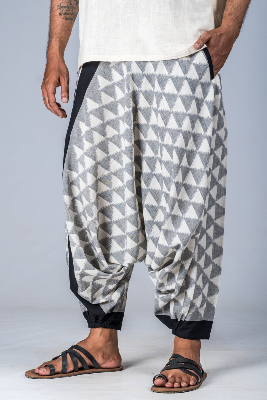 White and Grey Ikat Triangles - Turkish