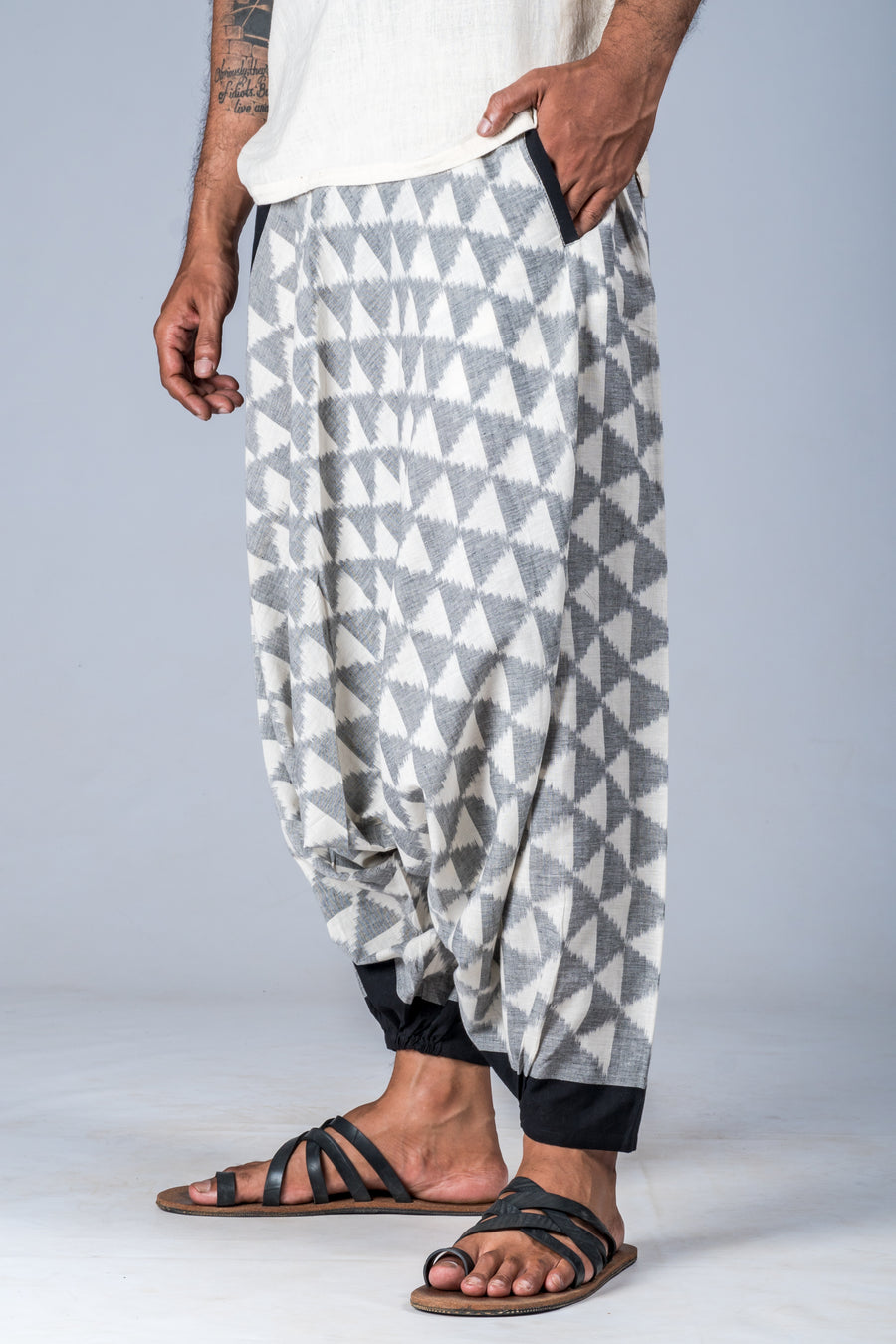 White and Grey Ikat Triangles - Turkish