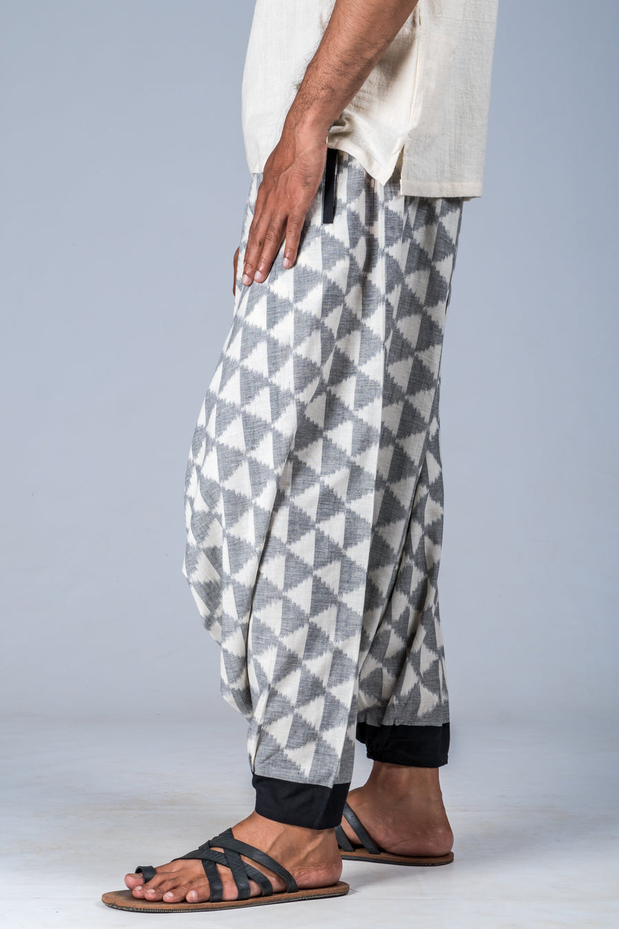 White and Grey Ikat Triangles - Turkish
