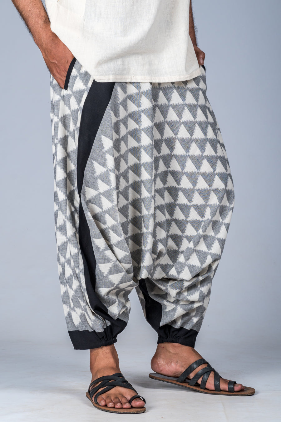White and Grey Ikat Triangles - Turkish