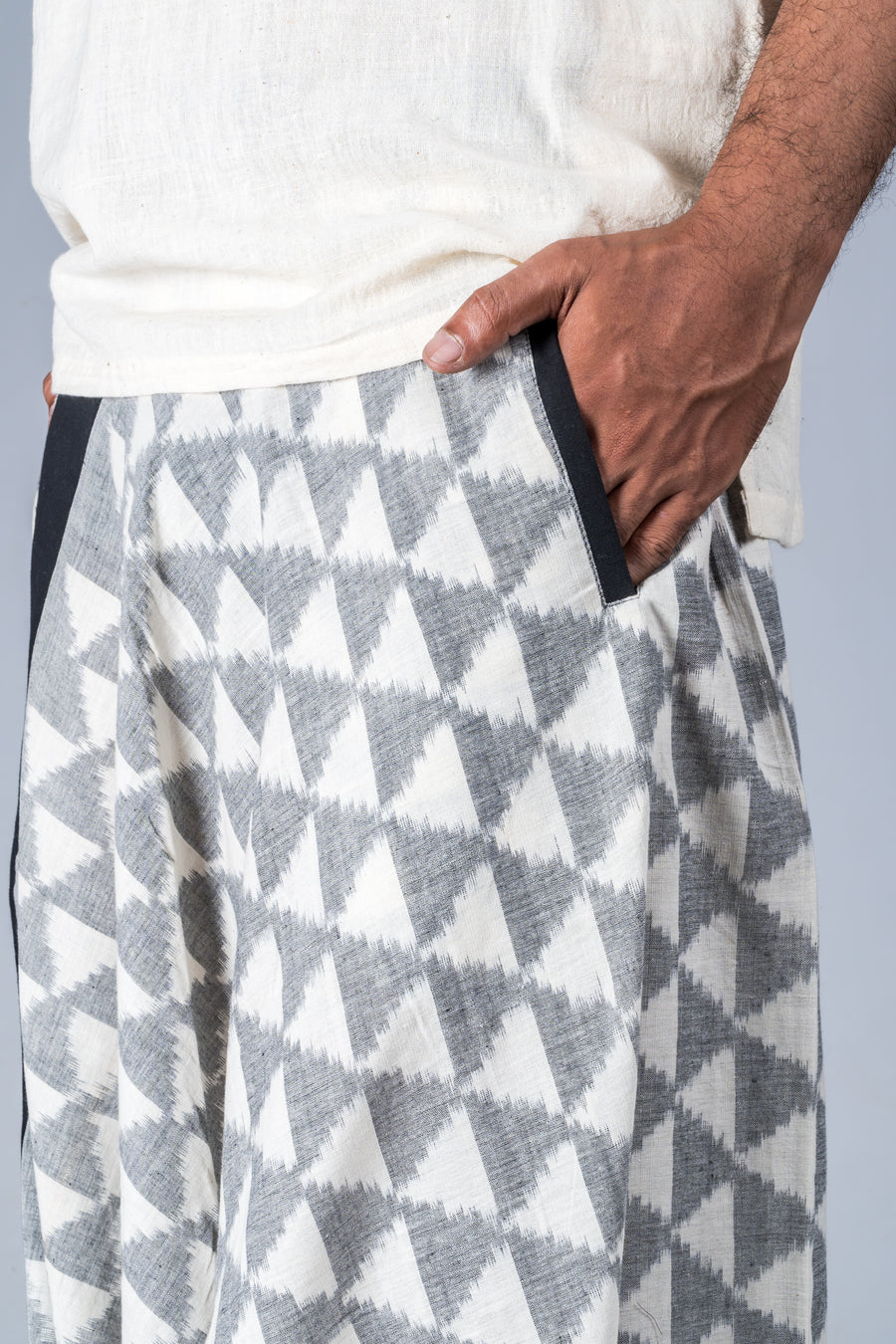 White and Grey Ikat Triangles - Turkish