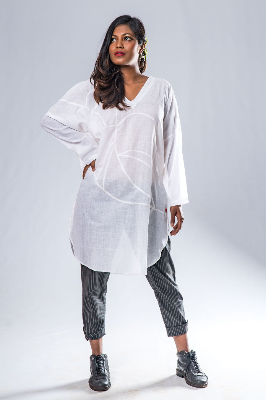Wearable Art by Susan- Hand Spun and Hand Woven Khadi - White- MITRA