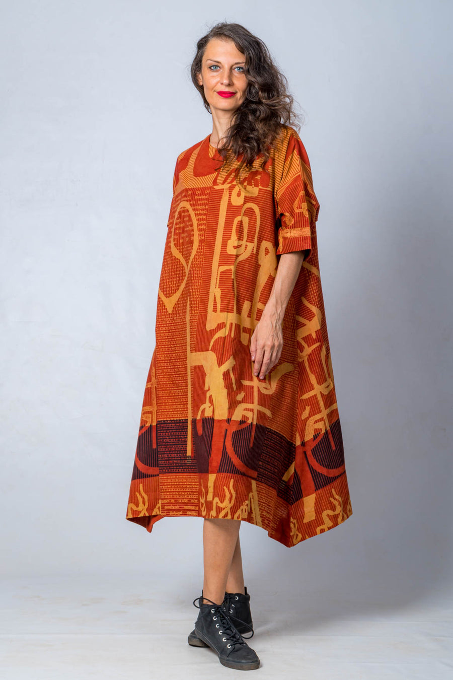 Orange Block printed Dress- KARL