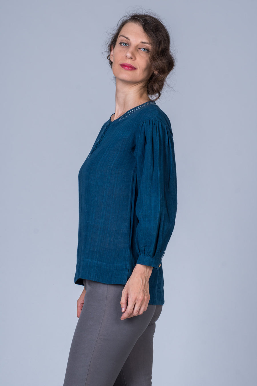 Indigo Dyed Handwoven Top - WHICH
