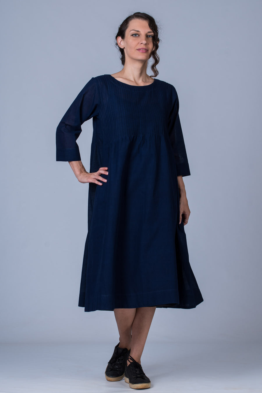 Indigo Mangalgiri Dress - UDUPU - Upasana Design Studio