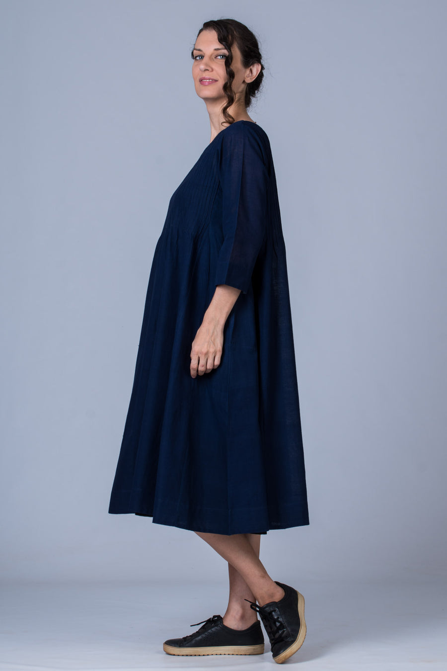 Indigo Mangalgiri Dress - UDUPU - Upasana Design Studio