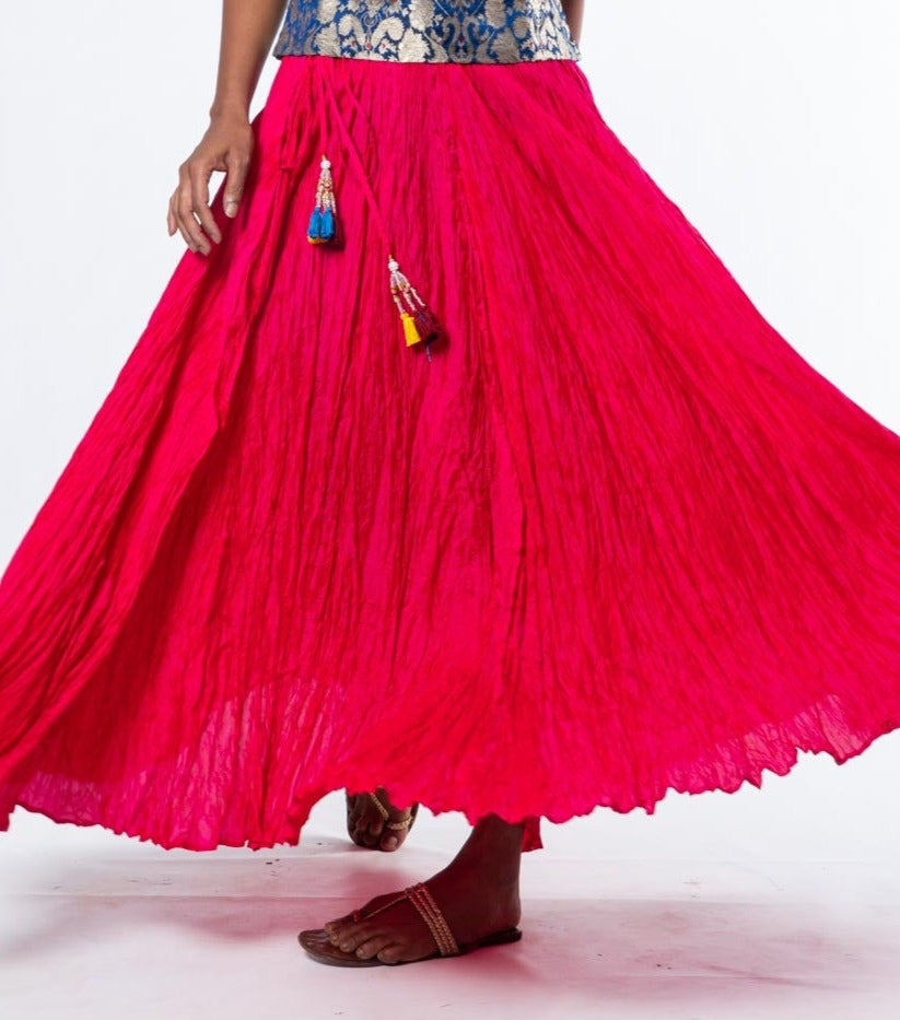 Pink Pure Silk - CRINKLE SKIRT