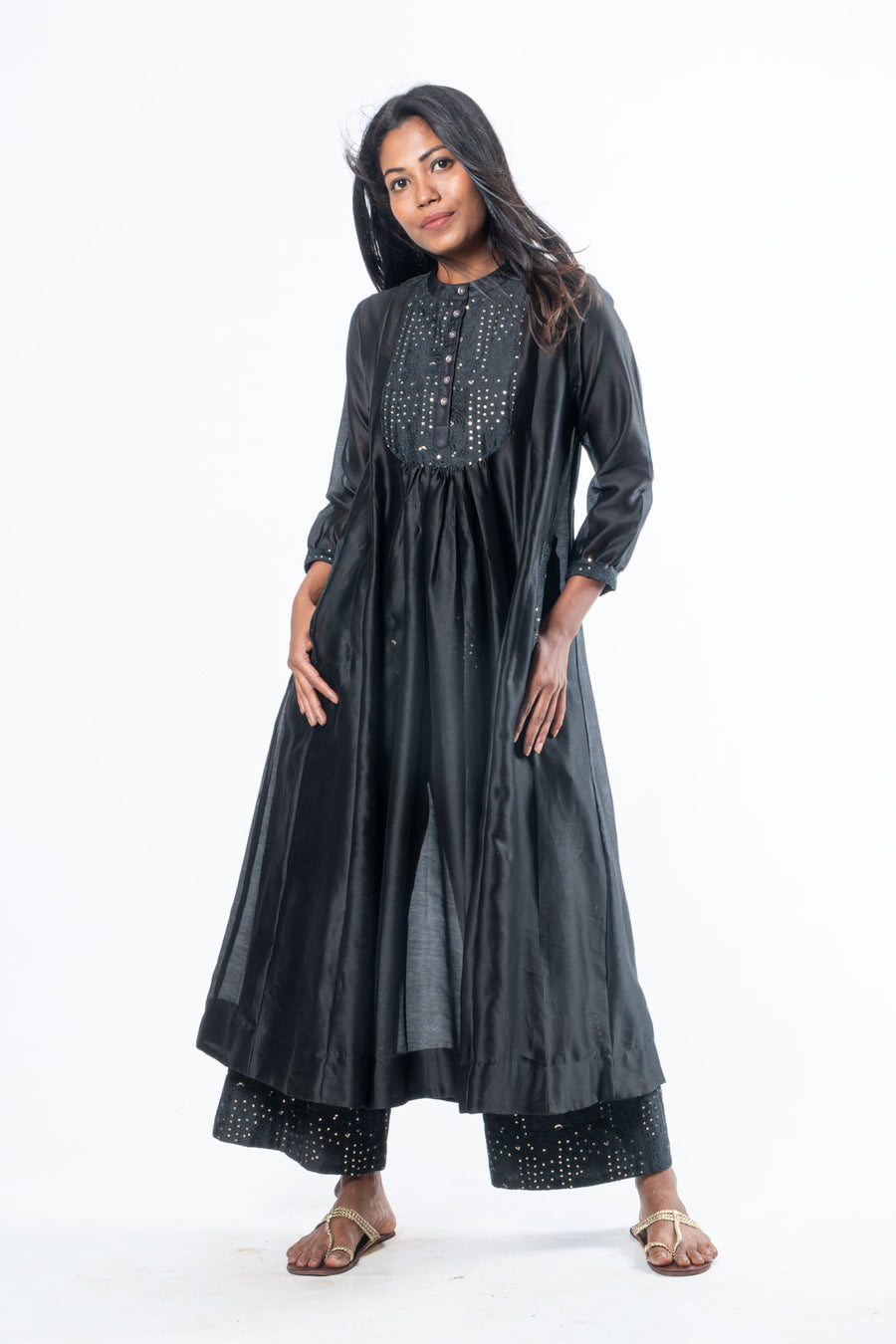 Elevate Your Style with a Black Chanderi Cotton Kurta Set