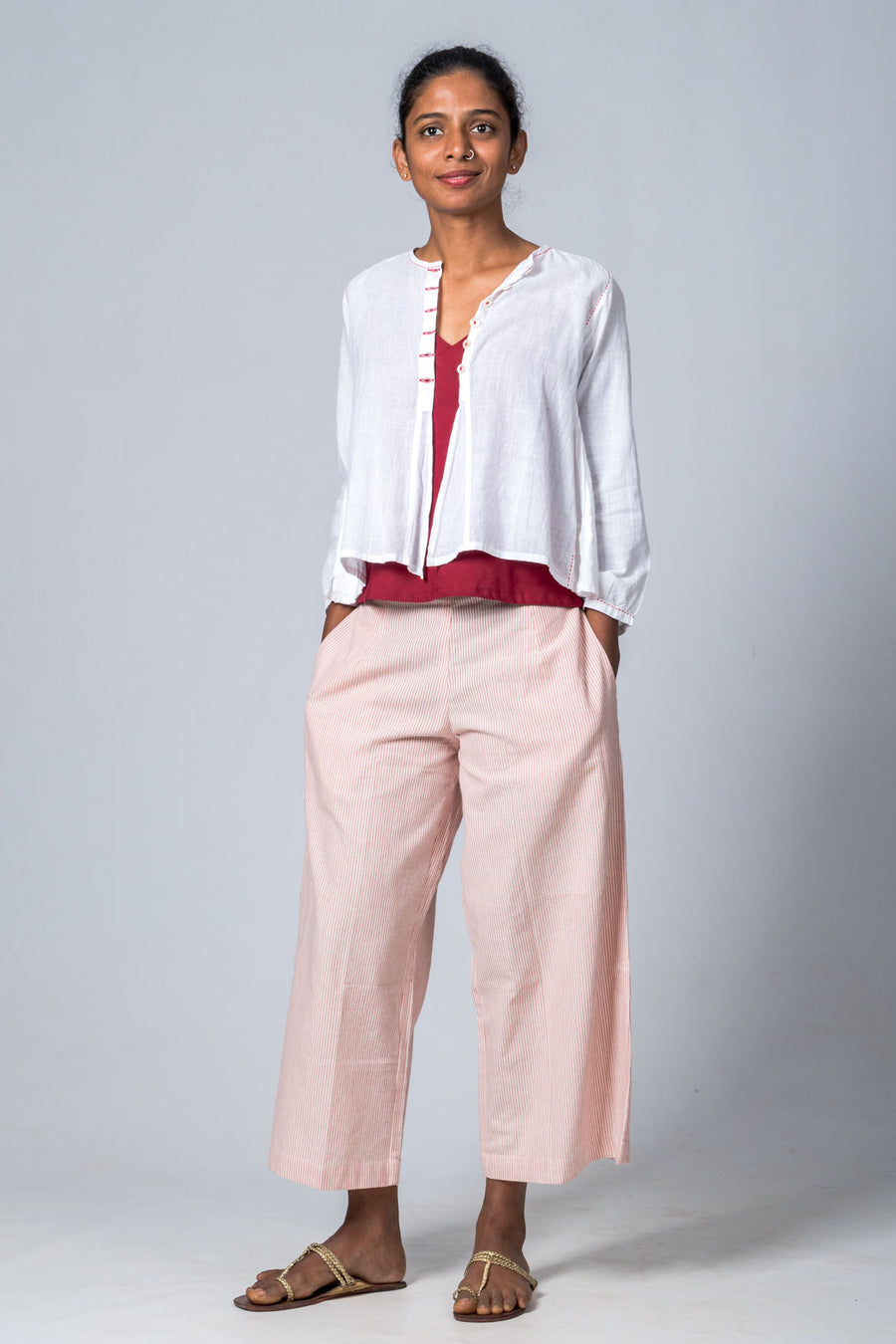 JUBA- WHITE FINE KHADI TOP