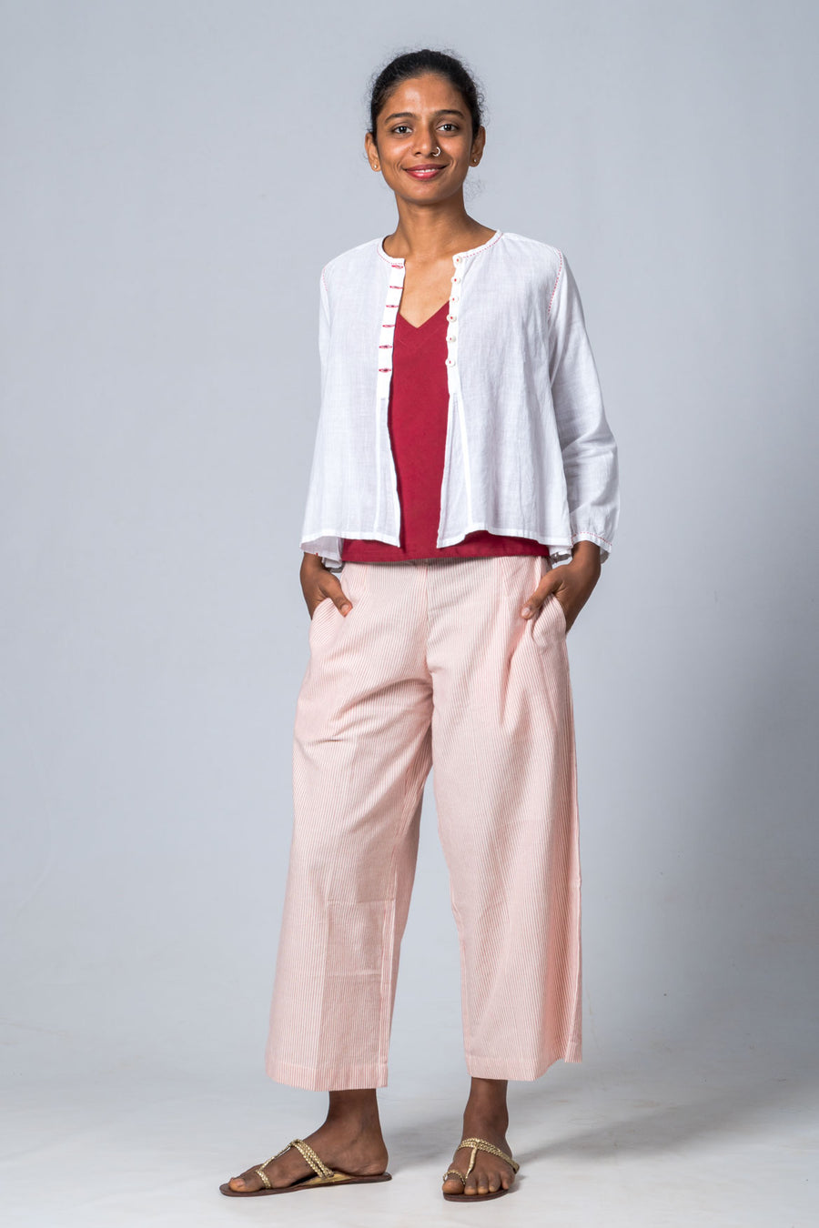 JUBA- WHITE FINE KHADI TOP