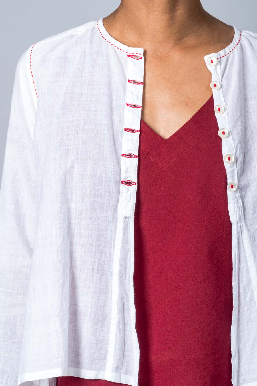 JUBA- WHITE FINE KHADI TOP