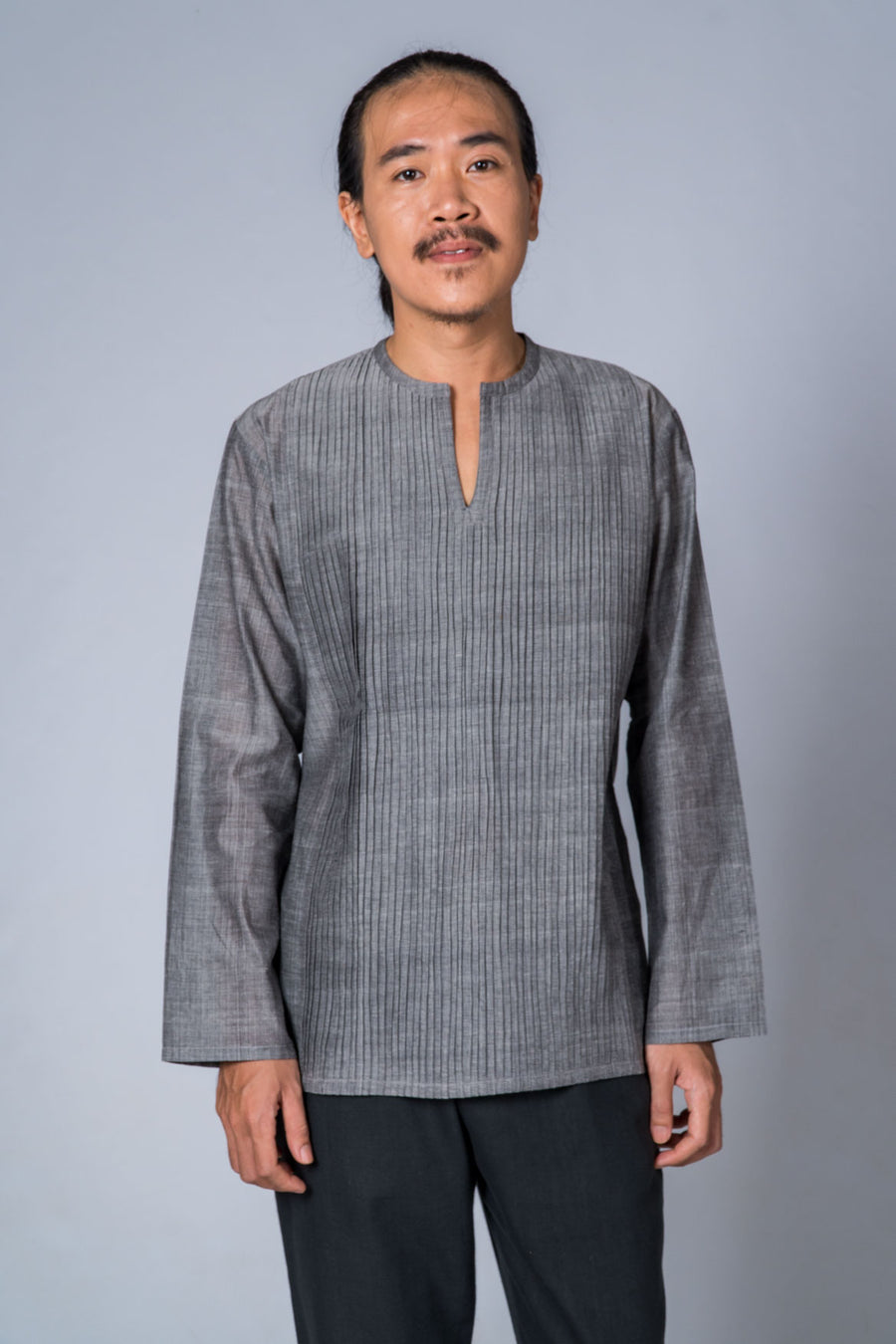 Grey Mangalgiri Cotton Shirt - COTTON TREE - Upasana Design Studio