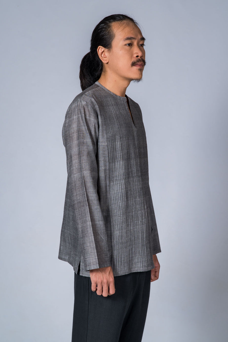 Grey Mangalgiri Cotton Shirt - COTTON TREE - Upasana Design Studio