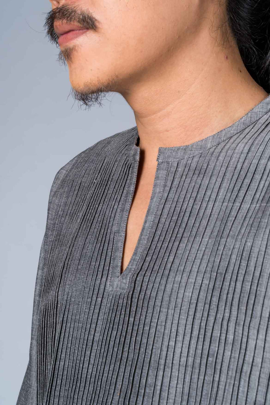 Grey Mangalgiri Cotton Shirt - COTTON TREE - Upasana Design Studio