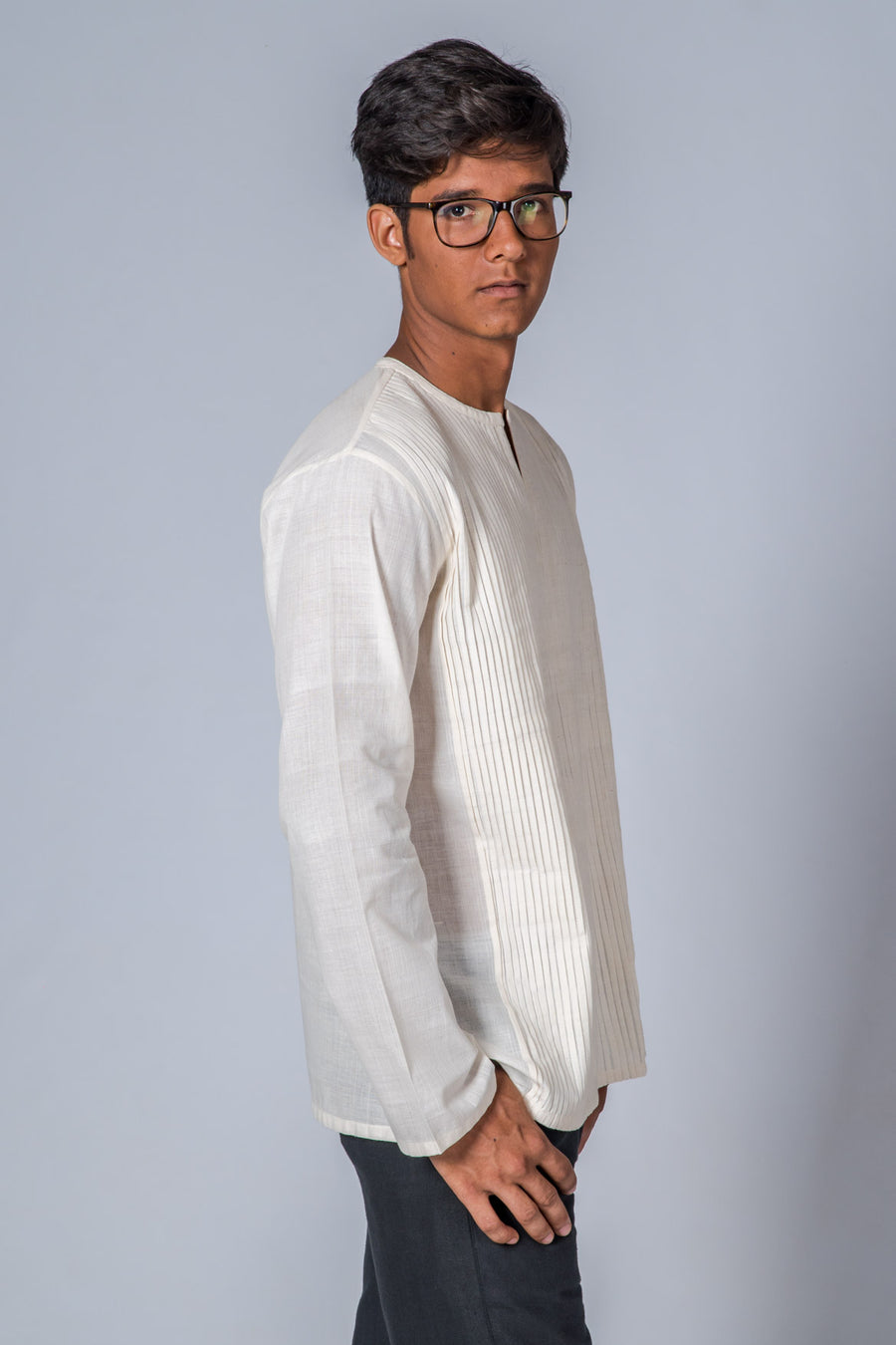 Off-White Mangalgiri Cotton Shirt - COTTON TREE - Upasana Design Studio