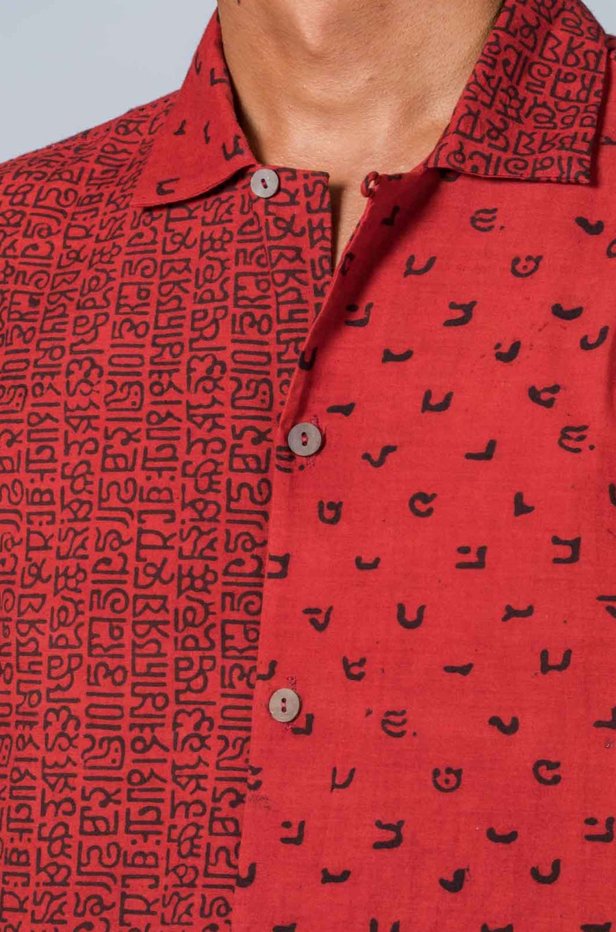 Red Hand Block Print Shirt - RAULPH - Upasana Design Studio