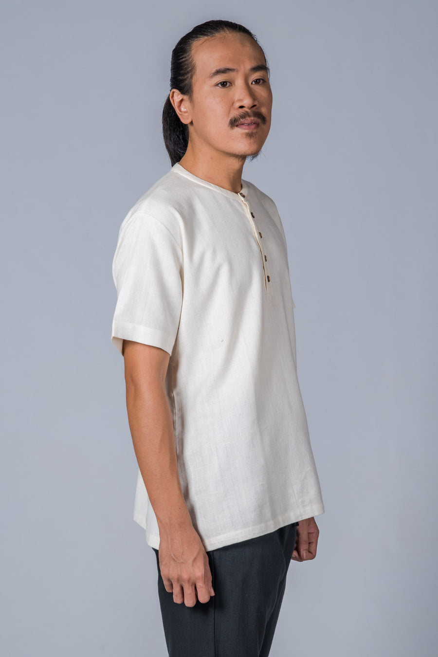 Off-White handwoven Shirt- MANAV - Upasana Design Studio