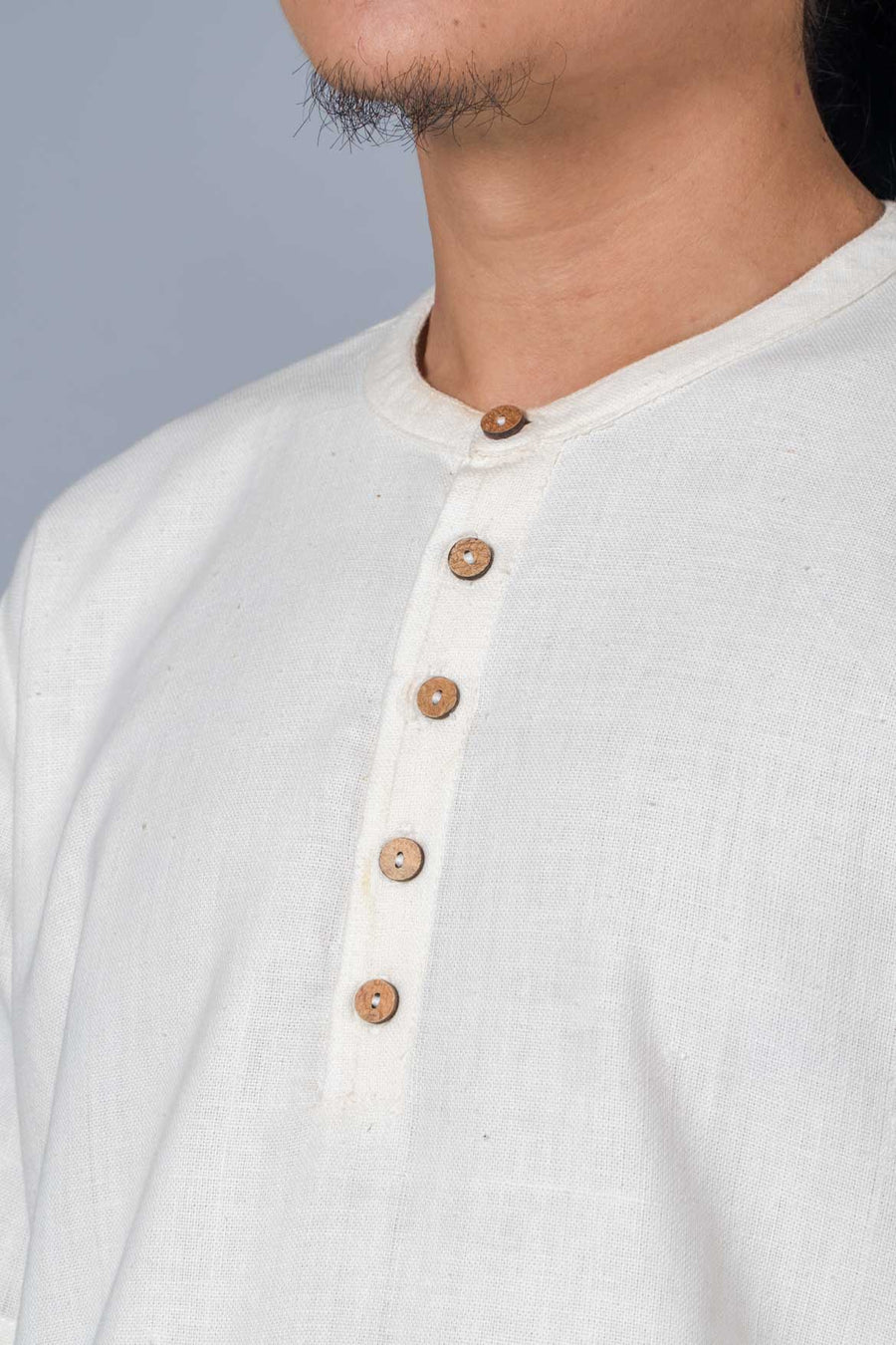 Off-White handwoven Shirt- MANAV - Upasana Design Studio