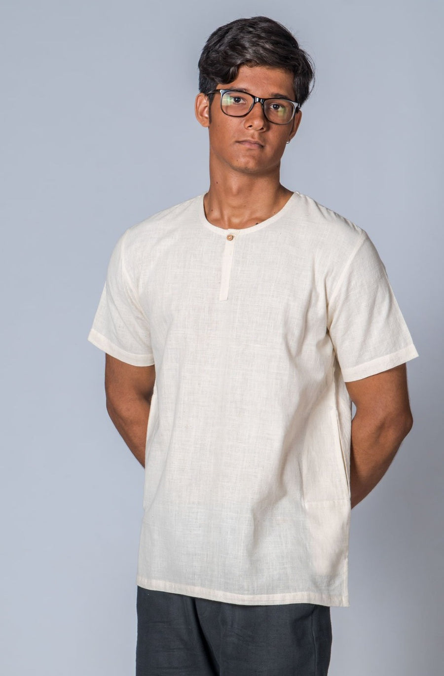 Off-white Handwoven Shirt - TYLER - Upasana Design Studio