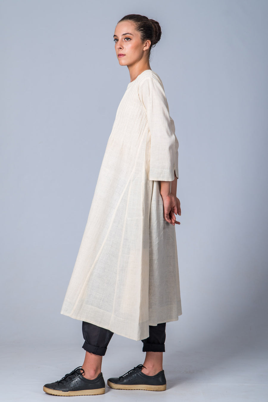 Off-white Handspun Handwoven Dress - UDUPU - Upasana Design Studio