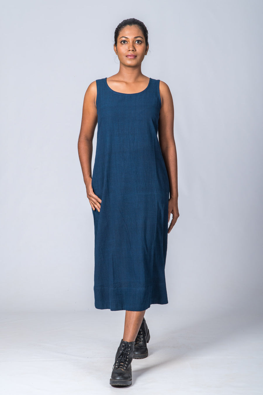 Natural Indigo  Cotton Jamdani Iniya Set - Upasana Design Studio