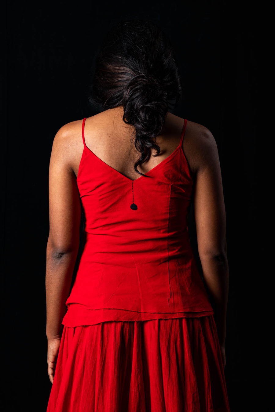 Set of 2- Handwoven Cotton Red Skirt & Top