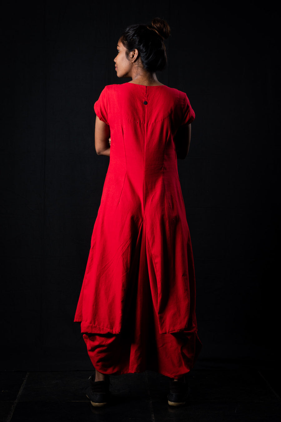 Red Organic Cotton Double Pocket Dress