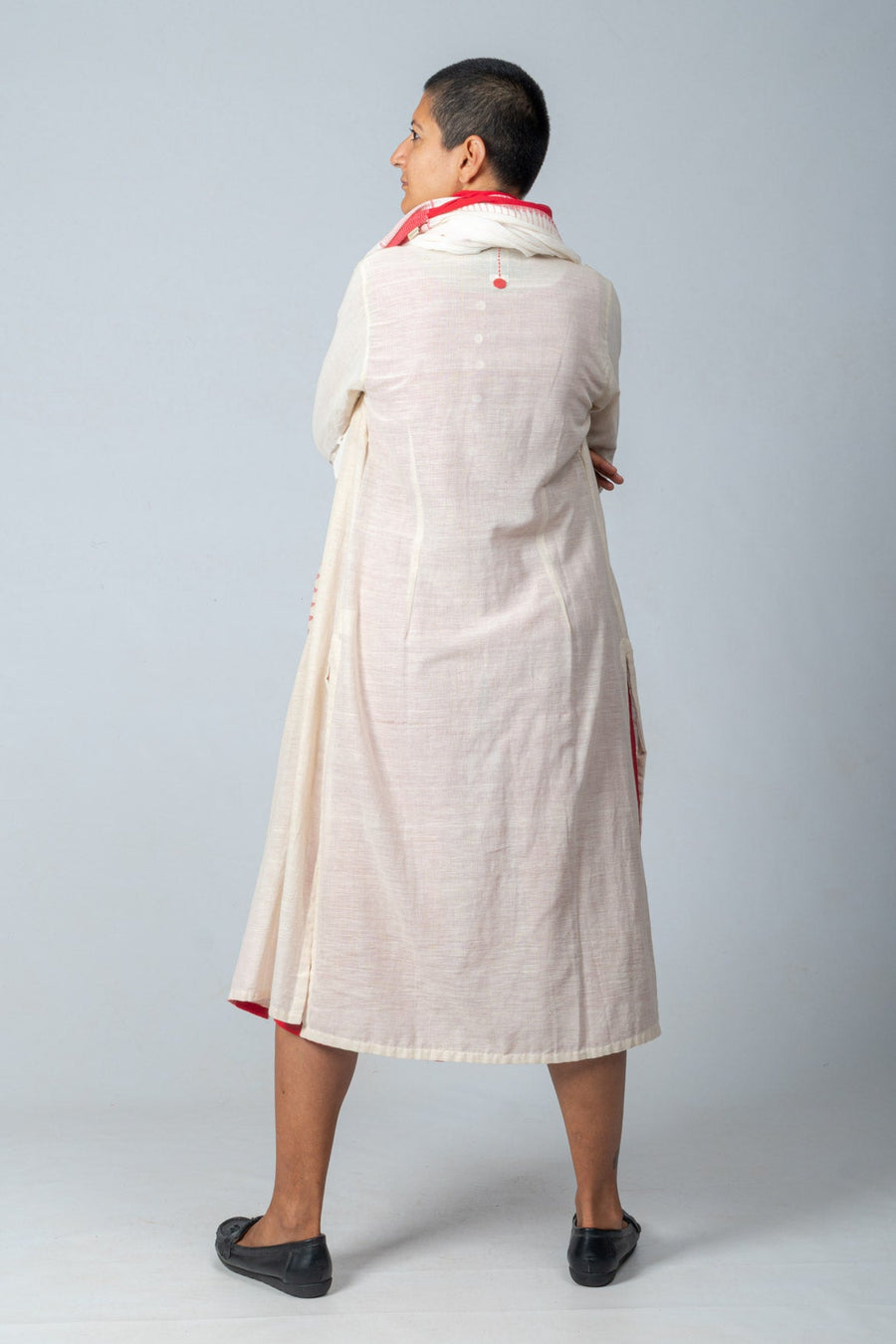Set of 3: Red Temple Border Jacket, Organic Cotton Dress & Scarf